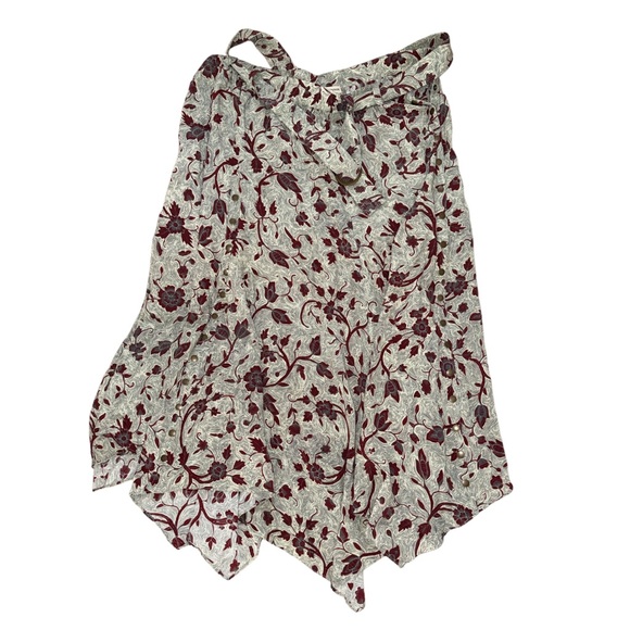 Ulla Johnson Ariana Floral Print Handkerchief Hem Silk Skirt Side Slit Snaps 8 - Picture 14 of 15